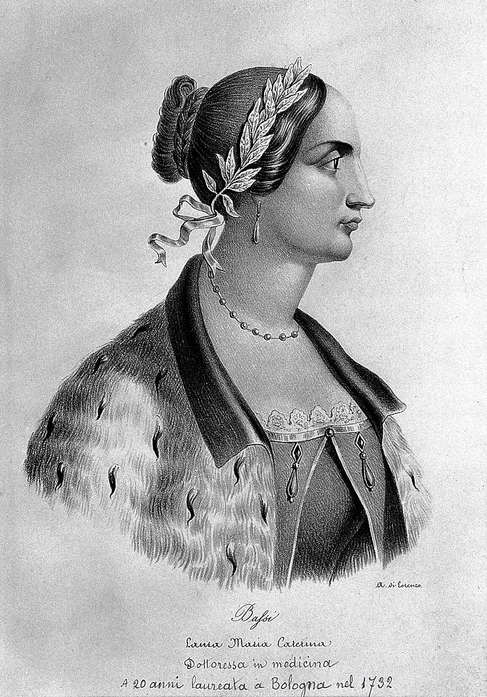 Laura Maria Caterina Bassi. Lithograph by A. di Lorenzo.