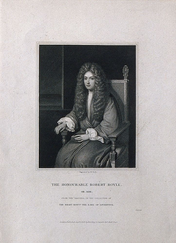 Robert Boyle. Stipple engraving by W. Holl after W. Derby.