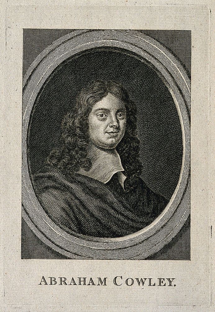 Abraham Cowley. Line engraving after Sir P. Lely.