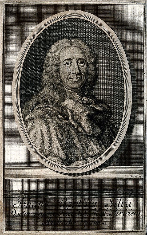 Jean-Baptiste de Silva. Line engraving after H. Rigaud, 1740.