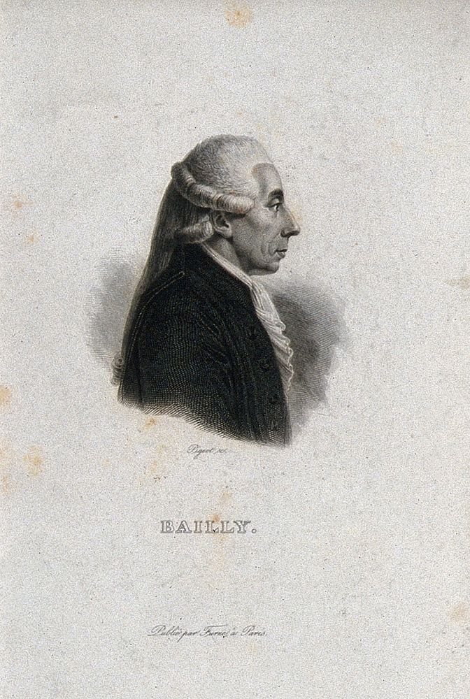 Jean Sylvain Bailly. Line engraving by F. Pigeot after J. B. Mauzaisse.