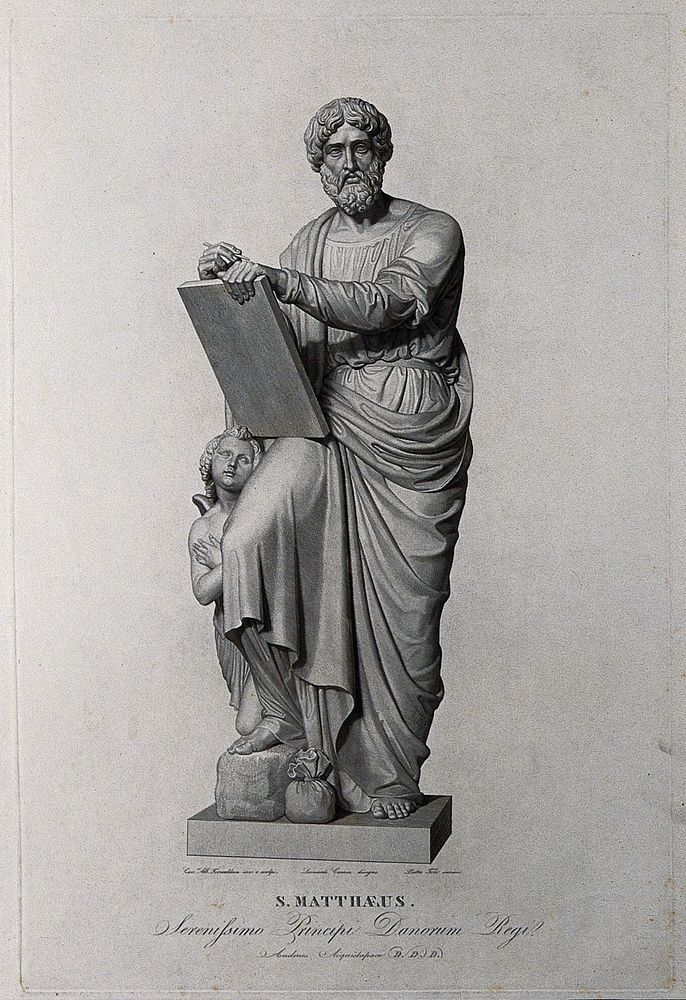 Saint Matthew. Engraving by P. Folo after L. Camia after B. Thorwaldsen.