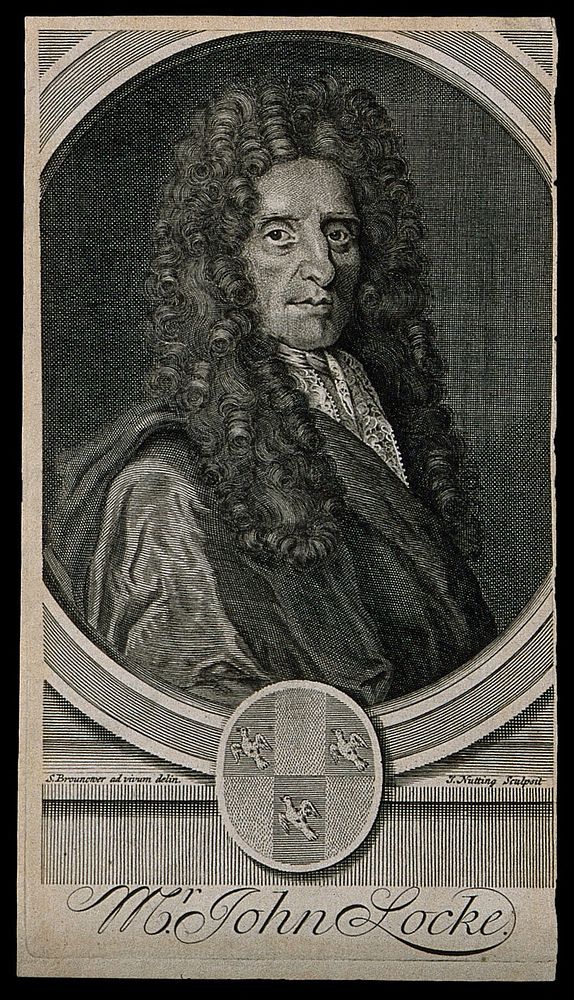 John Locke. Line engraving by P. Vanderbank, 1694, after S. Brownover.