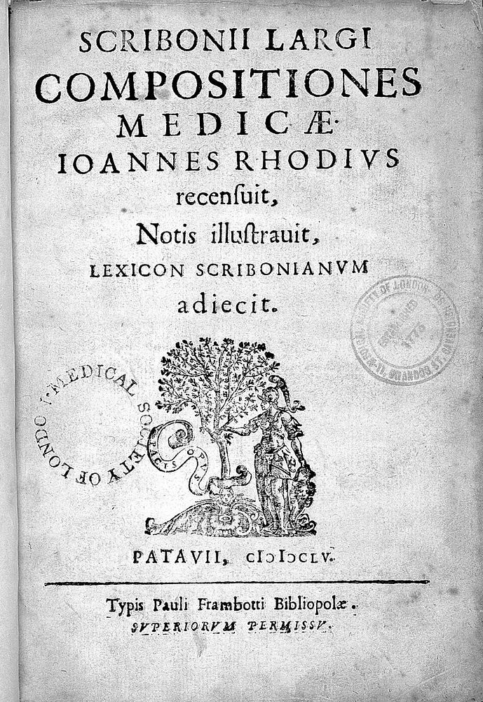 Compositiones medicae / Joannes Rhodius recensuit, notis illustravit, lexicon Scribonianum adjecit.