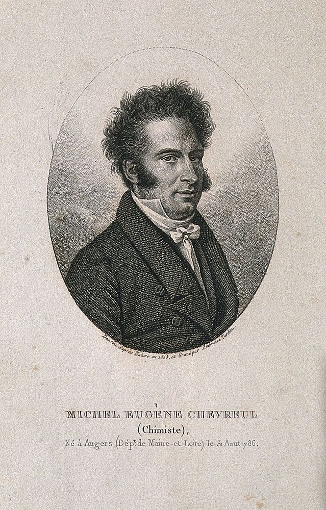 Michel Eugène Chevreul. Stipple engraving by A. Tardieu, 1825, after himself.