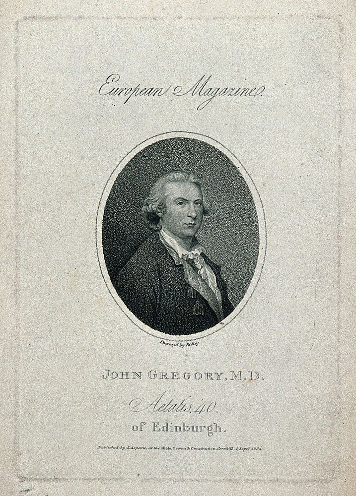 John Gregory. Stipple engraving by W. Ridley, 1804, after F. Cotes, 1764.
