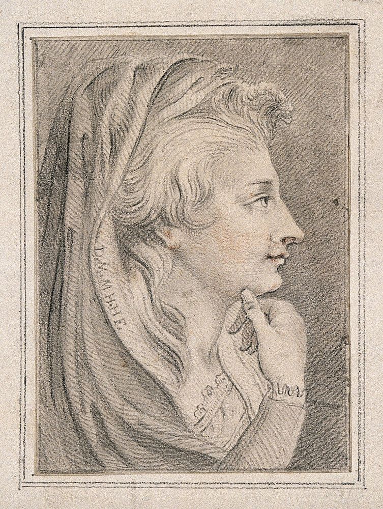 Idealized profile of Martha Hess, exemplifying Lavater's principle of the homogeneity of the face. Drawing, c. 1791, after…