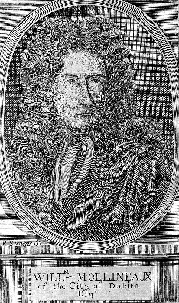 William Molyneux. Line engraving by P. Simms, 1725.