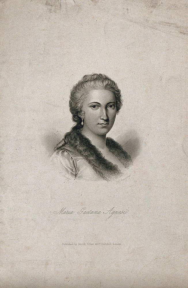 Maria Gaetana Agnesi. Stipple engraving by J. C. Armytage after M. Longhi.