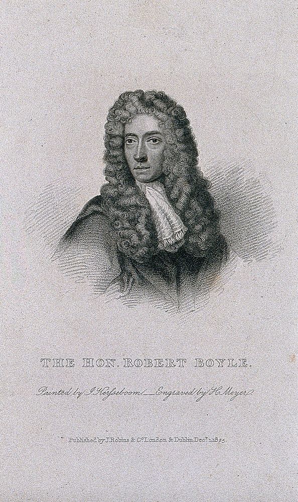 Robert Boyle. Stipple engraving by H. Meyer, 1825, after J. Kerseboom.