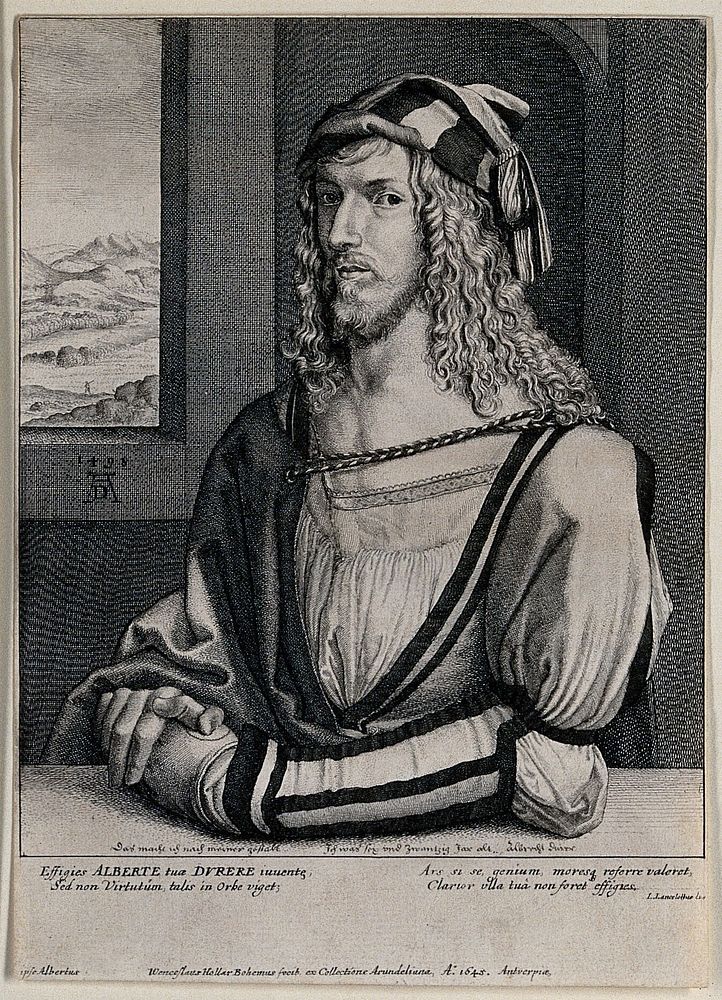 Albrecht Dürer, aged 26. Etching by W. Hollar, 1645, after A. Dürer.