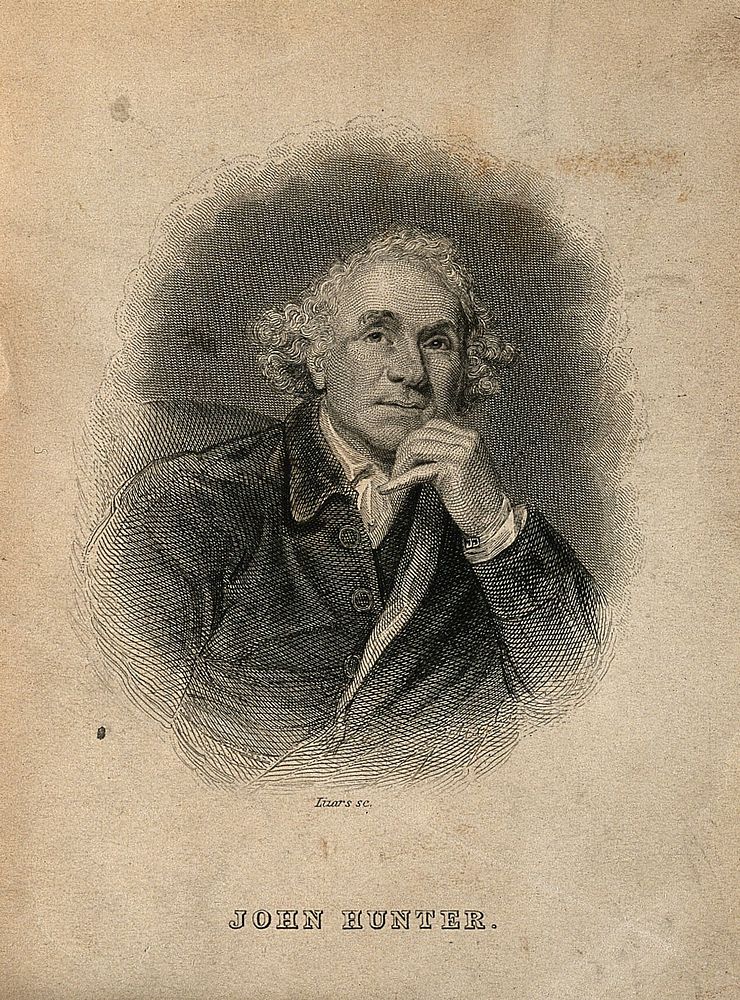 John Hunter. Line engraving by W. H. Lizars, 1840, after Sir J. Reynolds, 1786.
