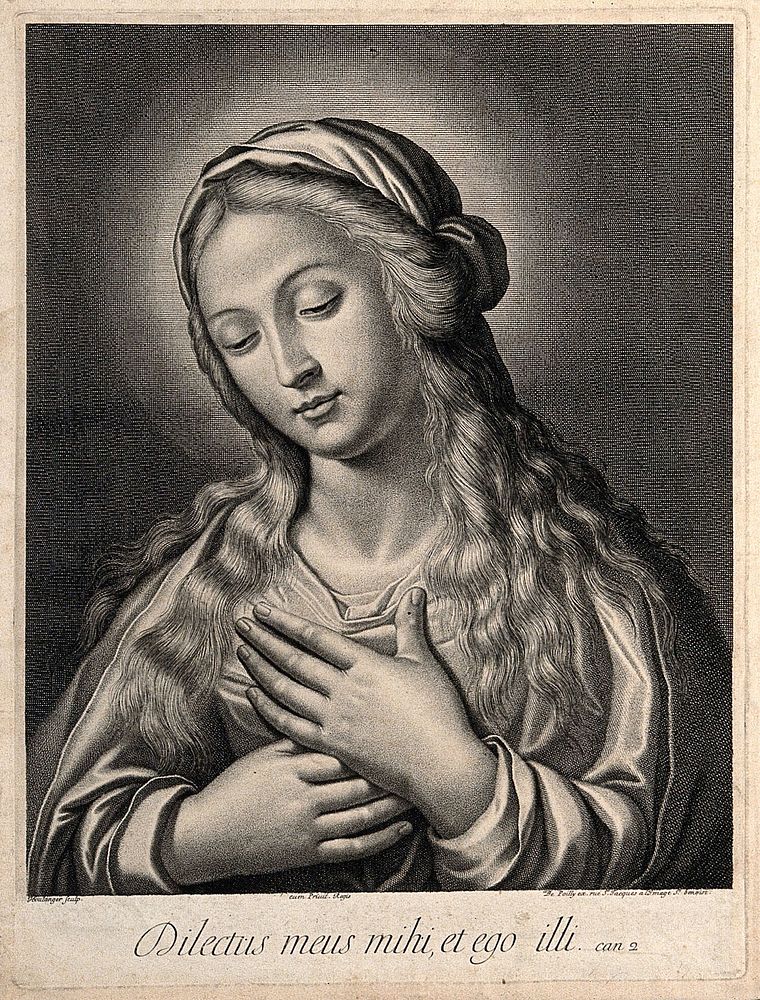 Saint Mary (the Blessed Virgin). Engraving by J. Boulanger, 16--.