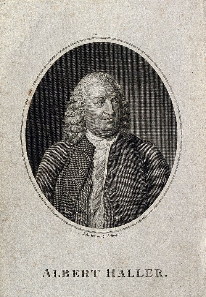 Baron Albrecht von Haller. Line engraving by J. Baker.