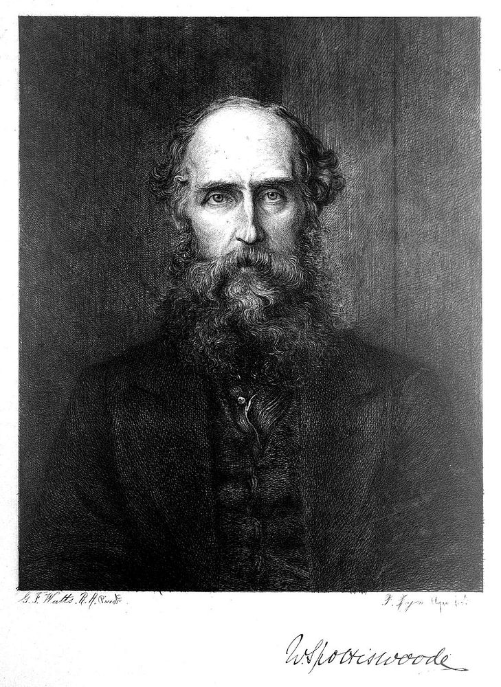 William Spottiswoode. Etching by P.A. Rajon after G. F. Watts.