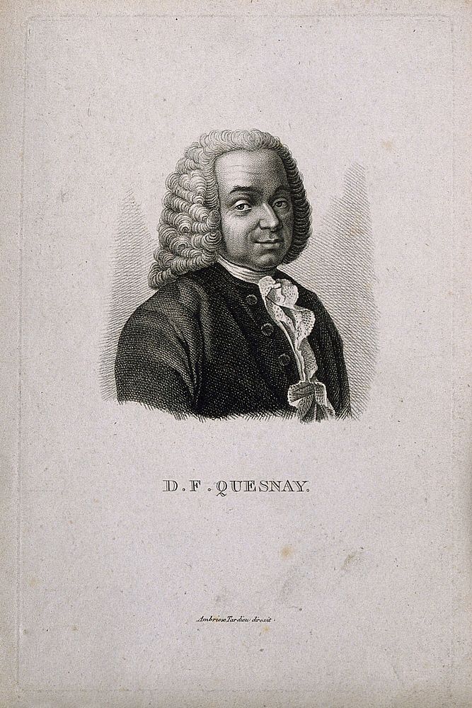 François Quesnay. Stipple engraving by [Forestier] after J. M. Frédou.