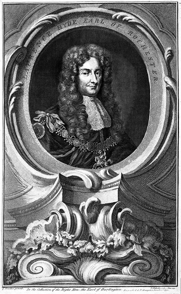 Laurence Hyde, Earl of Rochester (1641-1711). Engraving by Jacobus Houbraken, 1741, after Sir Godfrey Kneller.