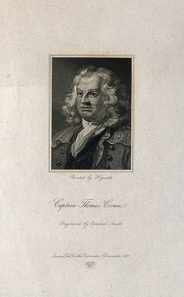 Thomas Coram. Line engraving by E. Smith after W. Hogarth.