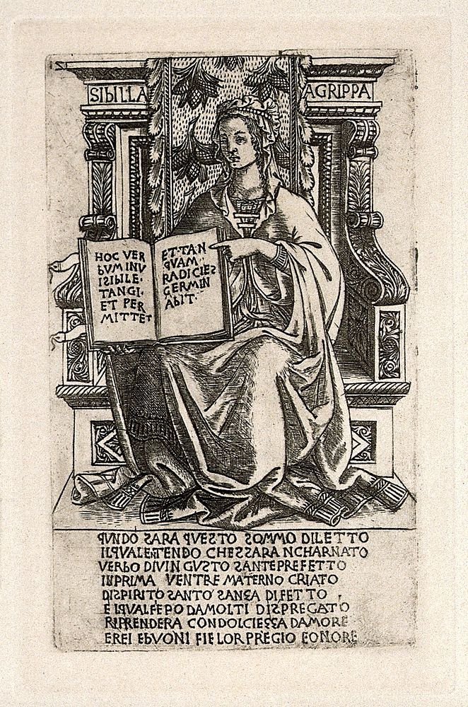 The Agrippine sibyl. Reproduction of engraving by B. Baldini, ca. 1480.