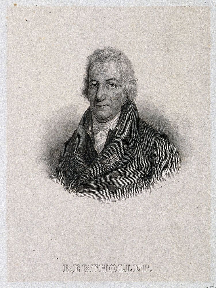 Claude Louis Berthollet. Line engraving by E. Conquy.