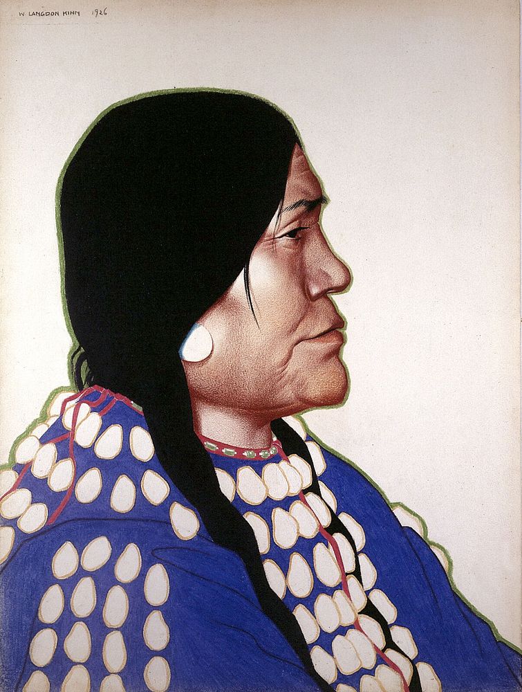 Night woman, a Blackfeet of Montana. Pastel by W. Langdon Kihn, 1926.