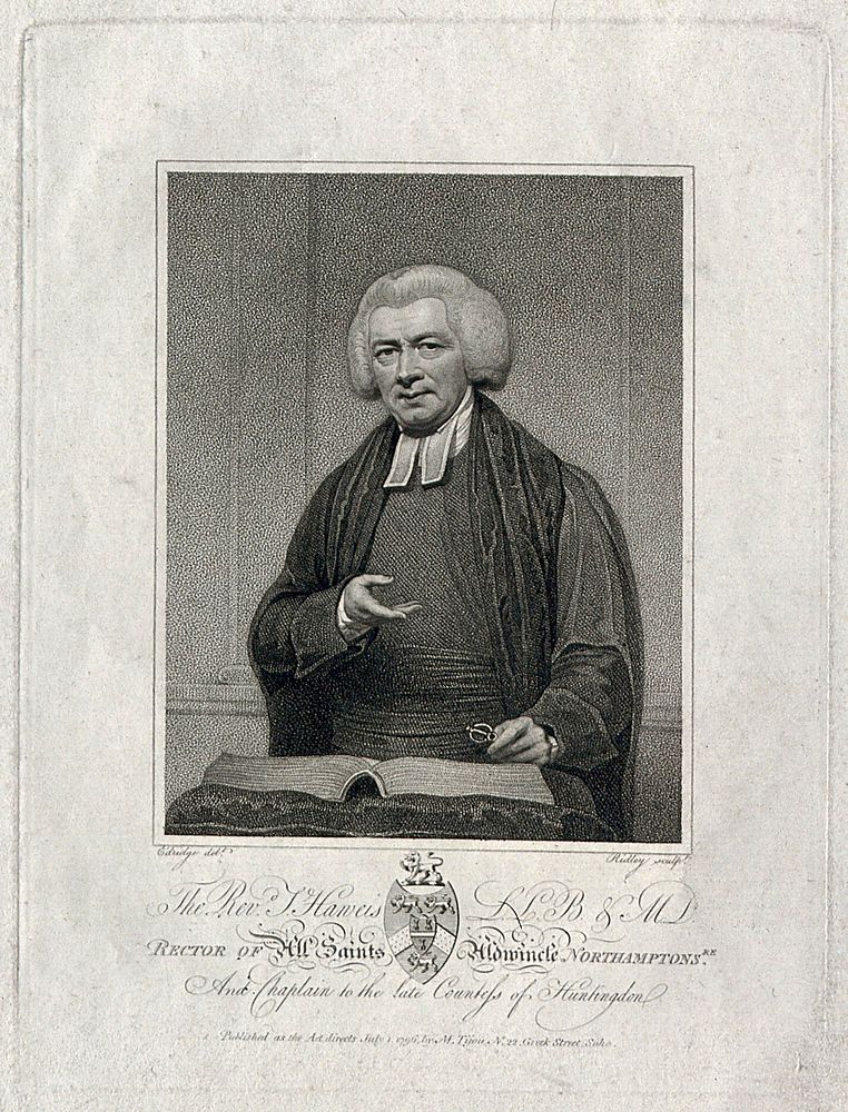 Thomas Haweis. Stipple engraving by W. Ridley, 1796, after H. Edridge.