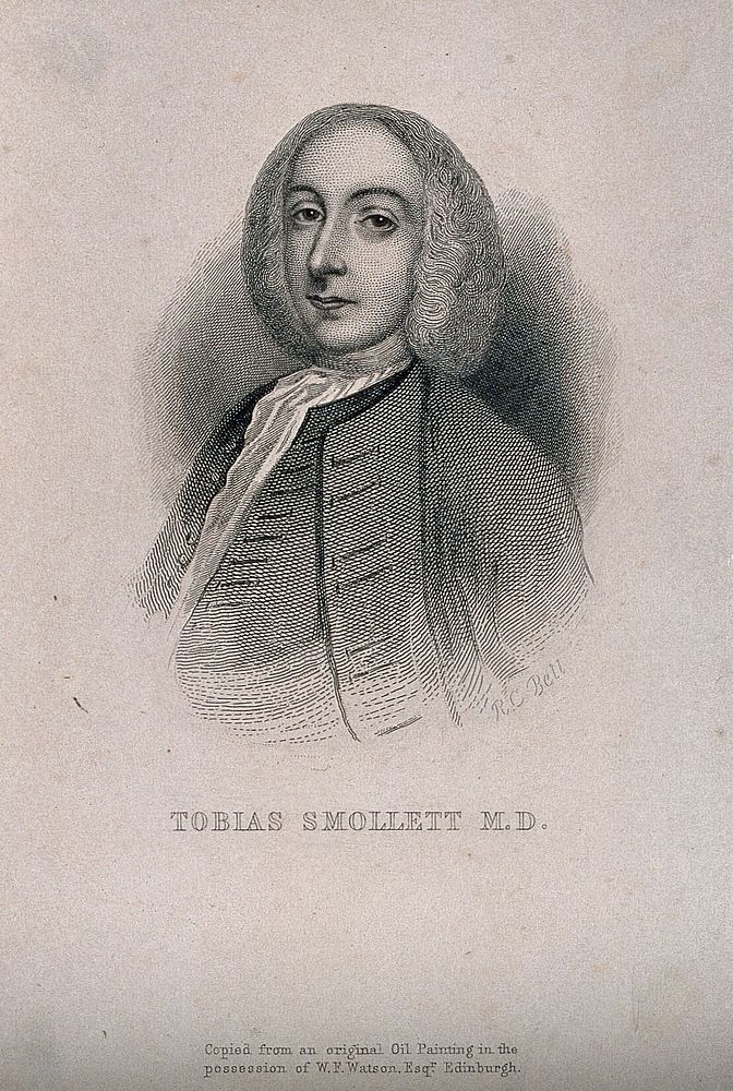 Tobias George Smollett. Line engraving by R. C. Bell.