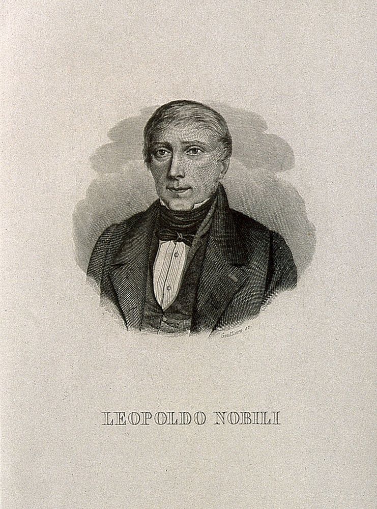 Leopold Nobili. Line engraving by T. Goutiere.