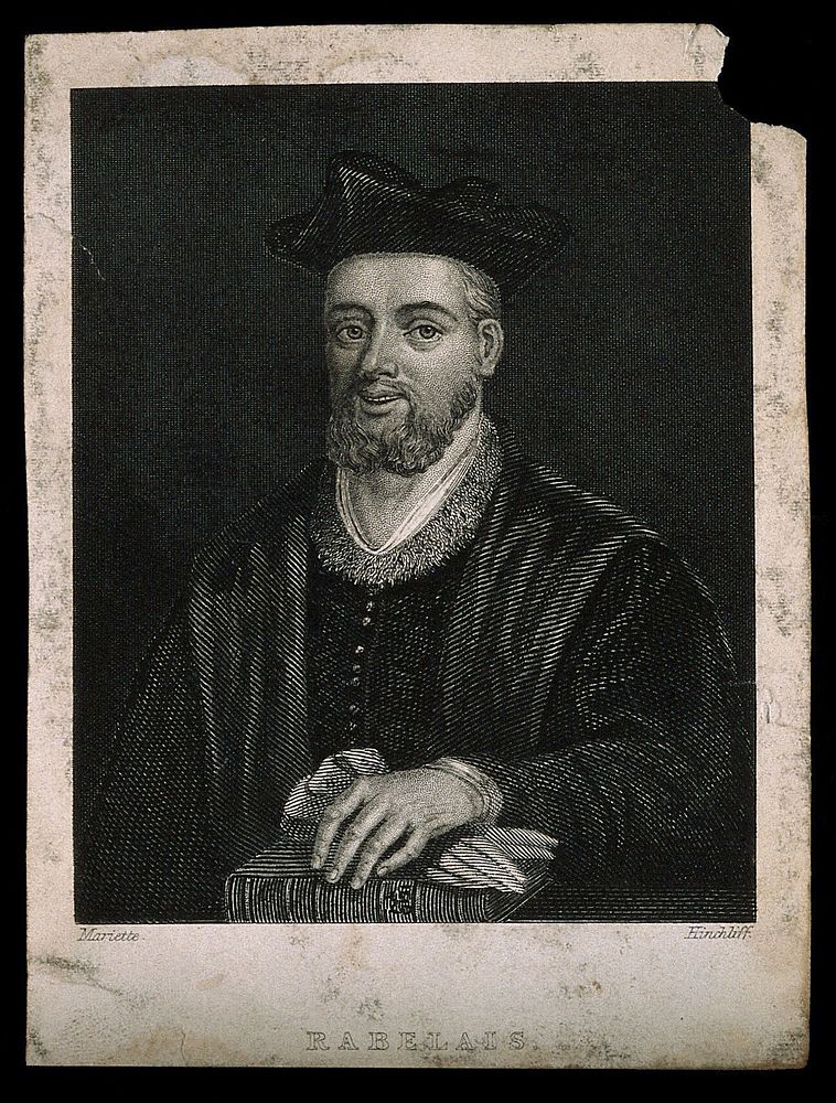 François Rabelais. Engraving by J.J. Hinchliff after Mariette.