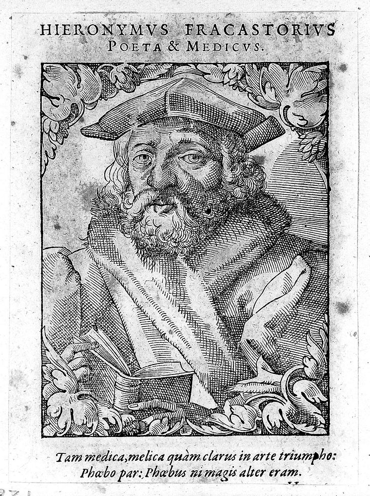 Hieronymus Fracastorius. Woodcut by T. Stimmer, 1589, after F. Torbido.
