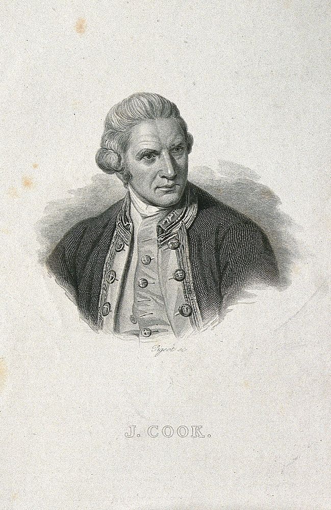 James Cook. Line engraving by F. Pigeot after Sir N. Dance-Holland, 1776.