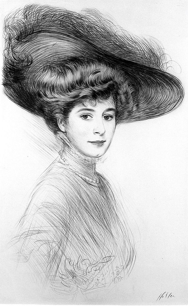 Gwendoline Maud Syrie, née Barnardo (later Syrie Wellcome, later Syrie Maugham). Drypoint by Paul César Helleu, ca. 1901.