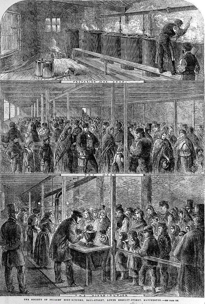 The Society of Friends' soup-kitchen, Manchester, 1862