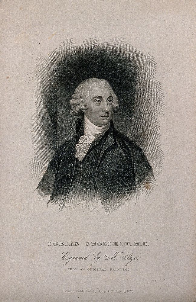 Tobias George Smollett. Stipple engraving by R. Page, 1825.