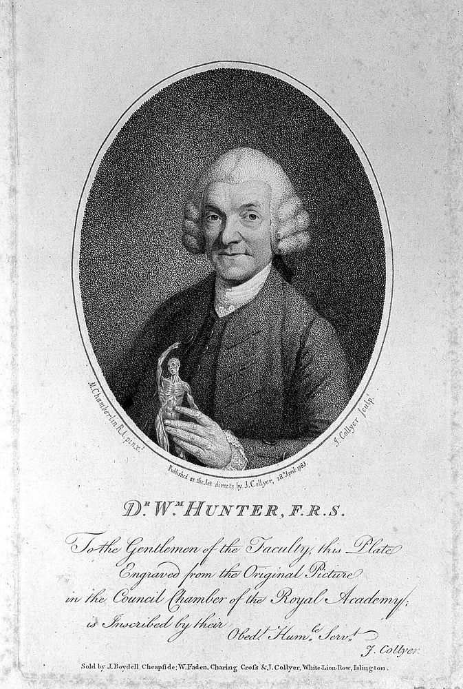 William Hunter. Stipple engraving by J. Collyer, 1783, after M. Chamberlin.