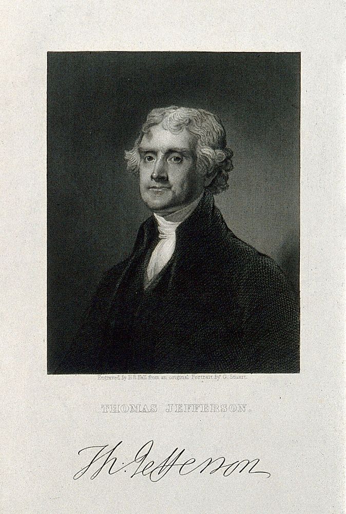Thomas Jefferson. Stipple engraving by H. B. Hall after G. Stuart.