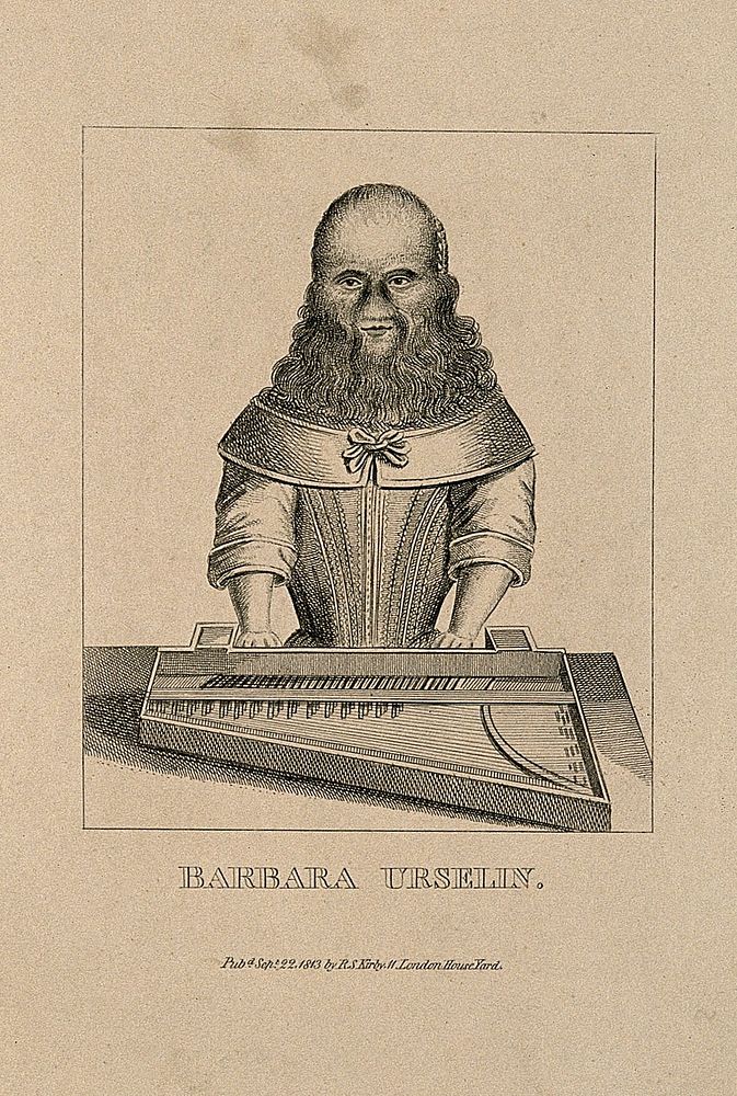 Barbara van Beck, a hirsute woman. Etching, 1813.
