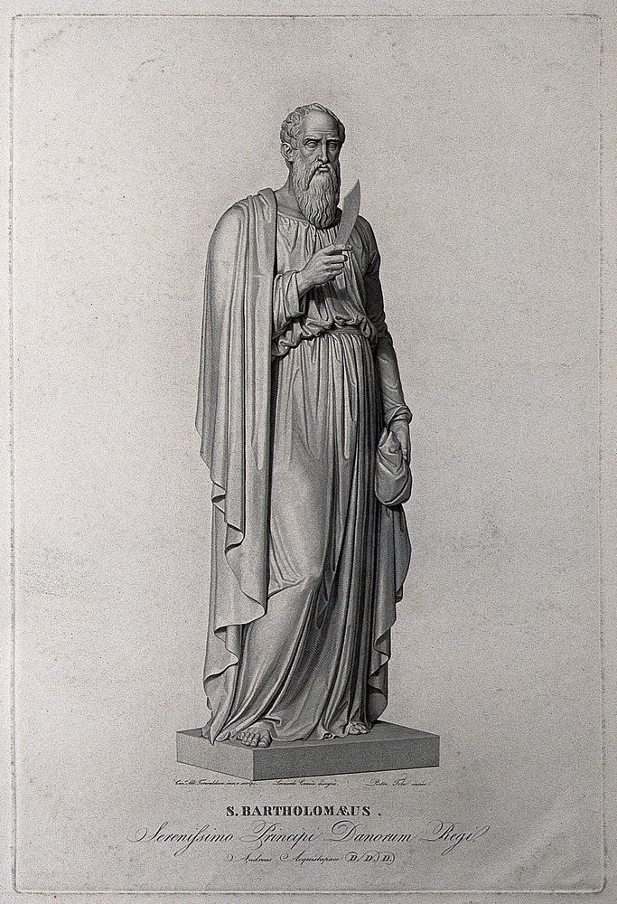 Saint Bartholomew. Engraving by P. Folo after L. Camia after B. Thorwaldsen.