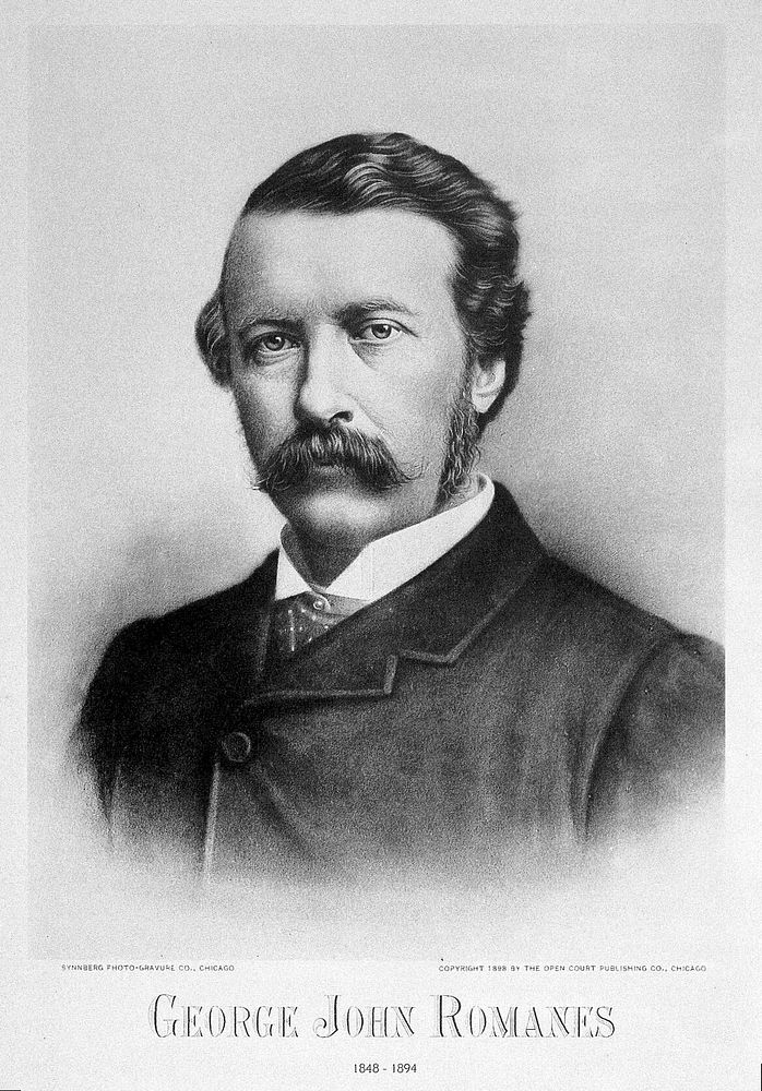 George John Romanes. Photogravure by Synnberg Photo-gravure Co., 1898.