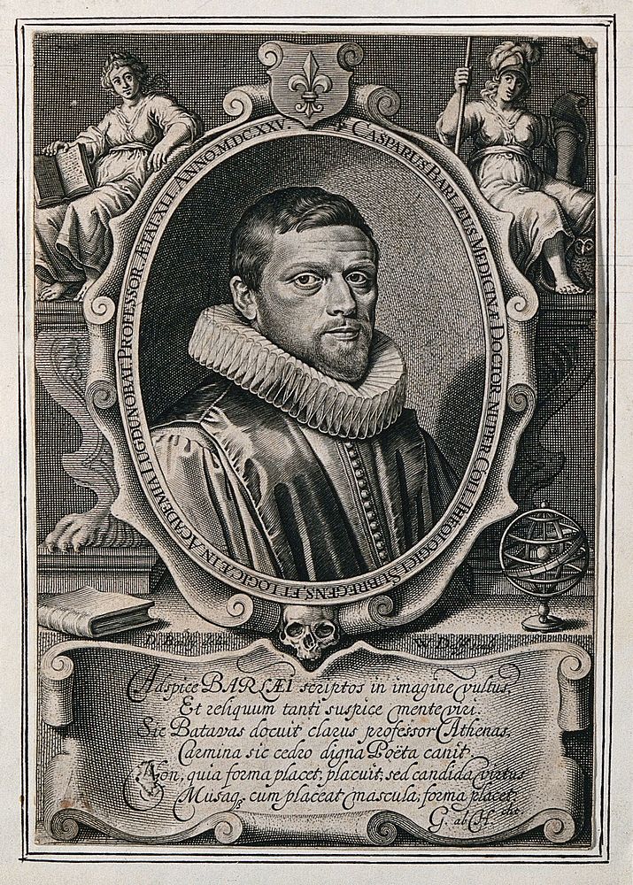 Caspar van Baerle [Barlæus]. Line engraving by W. Delff after D. Bailly.