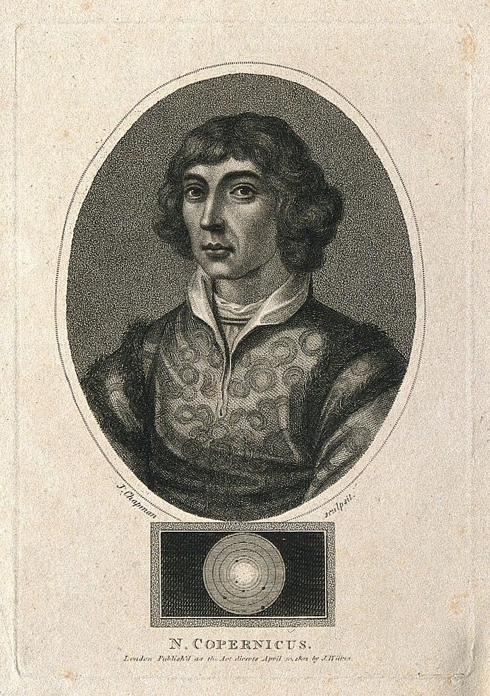 Nicolaus Copernicus. Stipple engraving by J. Chapman, 1802.