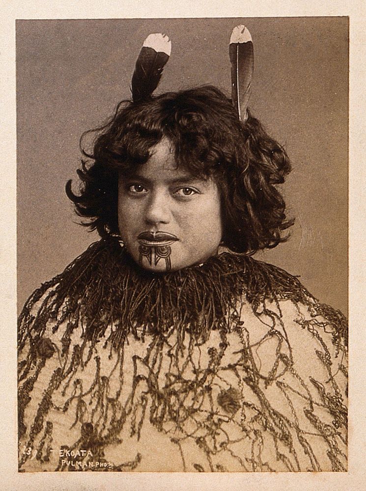 New Zealand: a Maori woman. Albumen print by Pulman Photo.