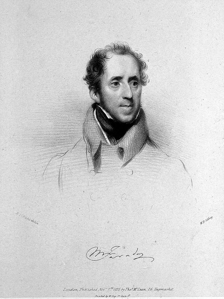 Michael Faraday. Lithograph by W. Drummond, 1835, after E. U. Eddis.
