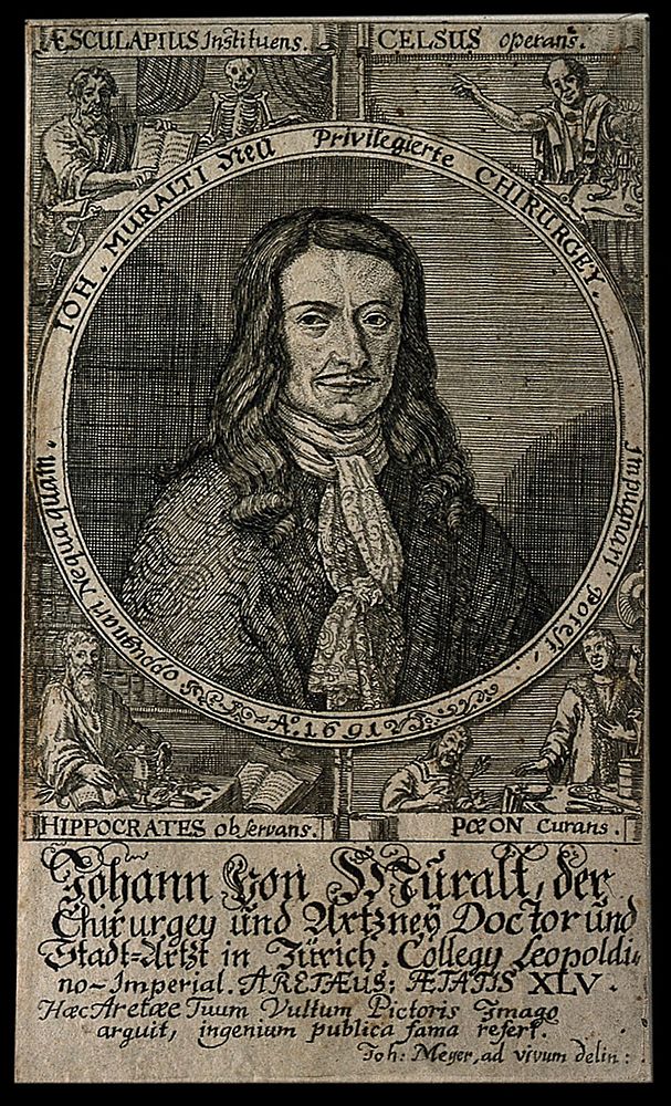 Johann von Muralt. Line engraving by J. Meyer, 1691, after himself.