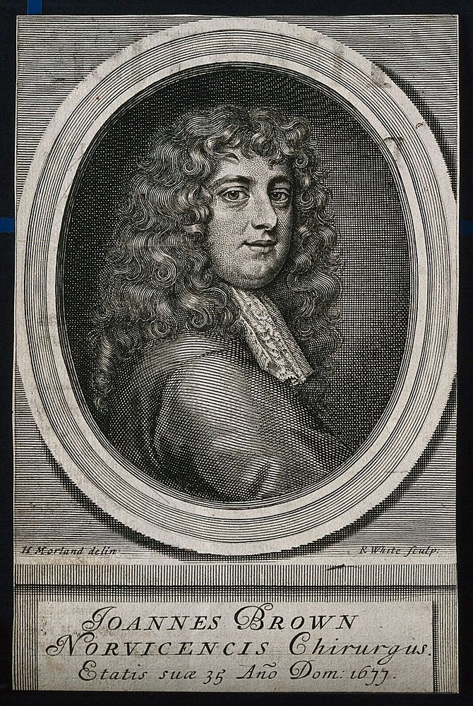 John Browne. Line engraving by R. White, 1677, after H. Morland.