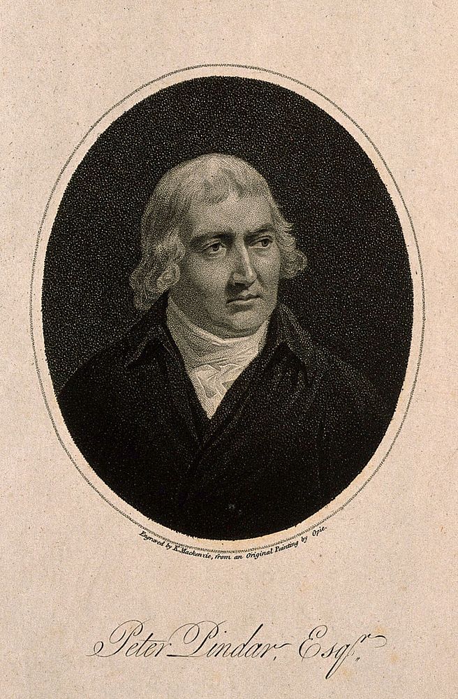 John Wolcot [Peter Pindar]. Stipple engraving by K. Mackenzie, 1798, after J. Opie.