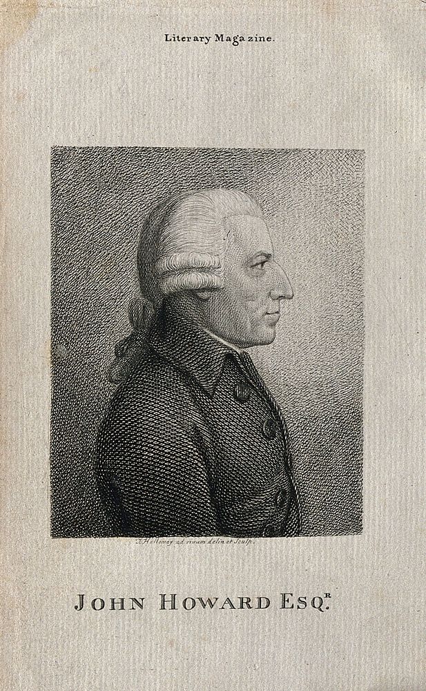 John Howard. Line engraving by T. Holloway, 1791, after himself.