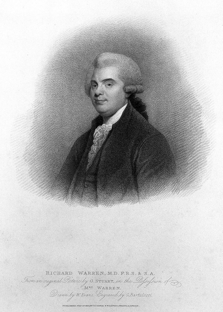 Richard Warren. Stipple engraving by G. Bartolozzi, 1810, after W. Evans after G. Stuart.