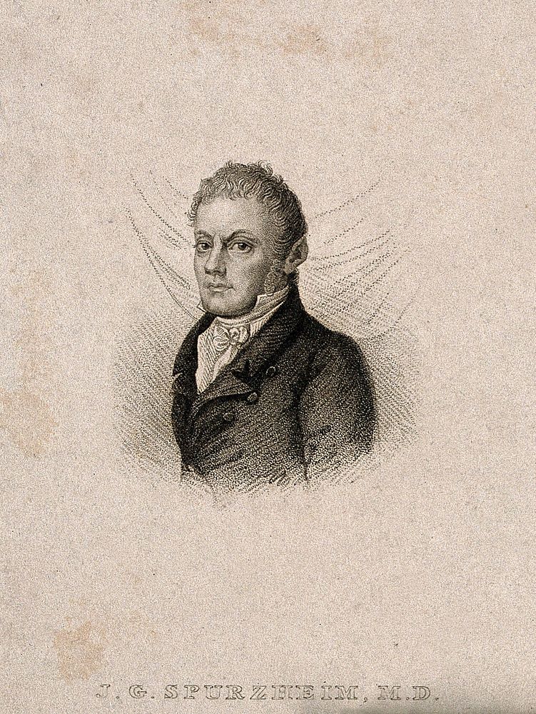 Johann Caspar Spurzheim. Stipple engraving, 1828.