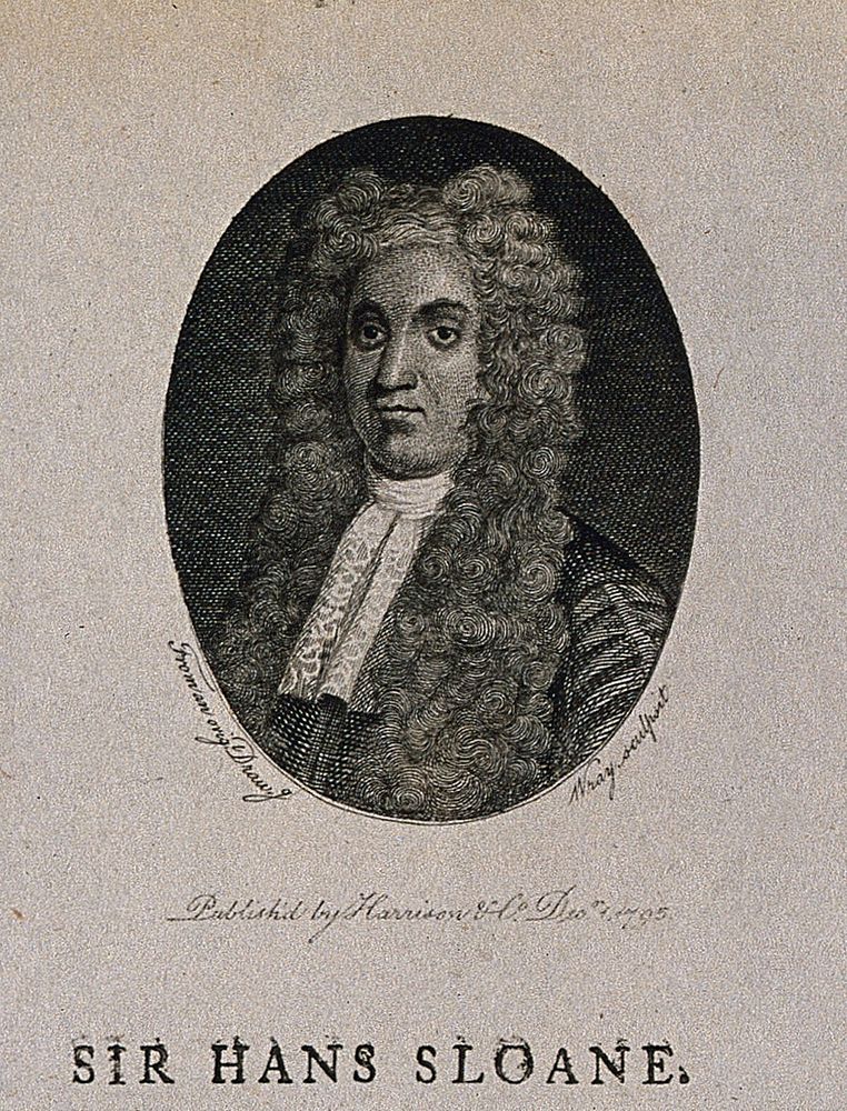 Sir Hans Sloane. Line engraving by Wray, 1795, after T. Murray, 1725.